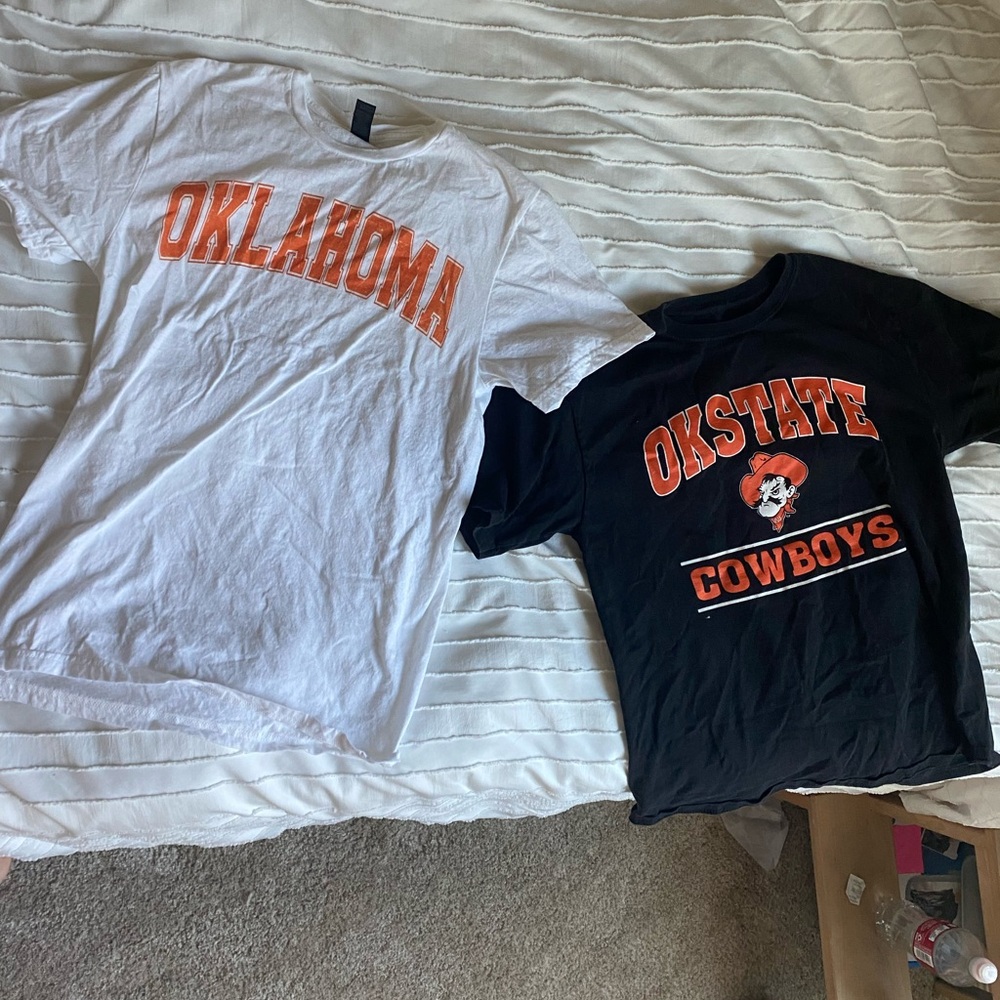 2 pack!! Oklahoma Tees - White and Black with Orange.